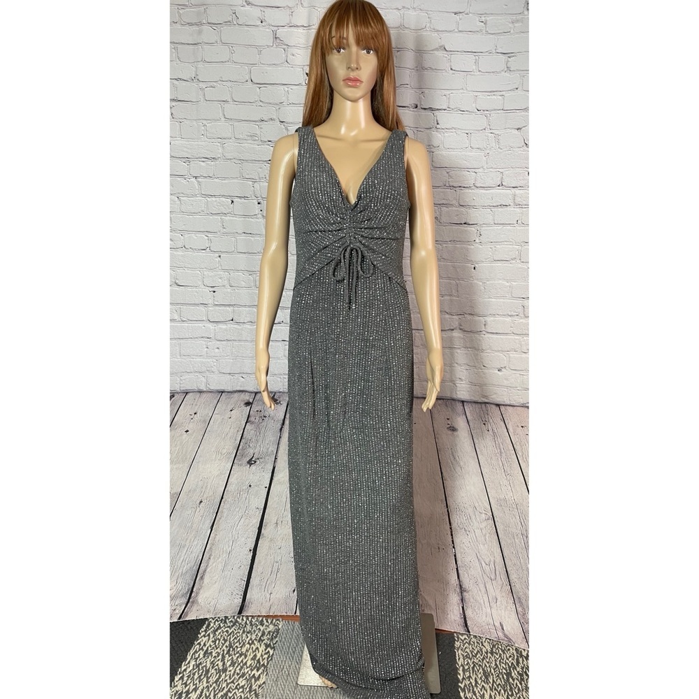 Vintage Scott McClintock Millenium 2000 Knit Silver Polka Dot Dress Size 12